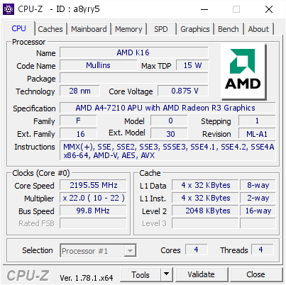 screenshot of CPU-Z validation for Dump [a8yry5] - Submitted by  CANAVAR  - 2017-03-13 09:35:47