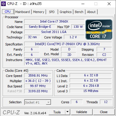 screenshot of CPU-Z validation for Dump [a9nu35] - Submitted by  JUPTER  - 2025-08-13 19:58:10