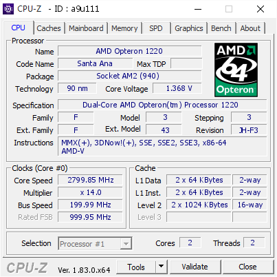 screenshot of CPU-Z validation for Dump [a9u111] - Submitted by  SUNM3  - 2018-02-13 01:24:06