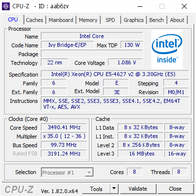 screenshot of CPU-Z validation for Dump [aab6zv] - Submitted by  Anonymous  - 2018-01-06 11:21:07