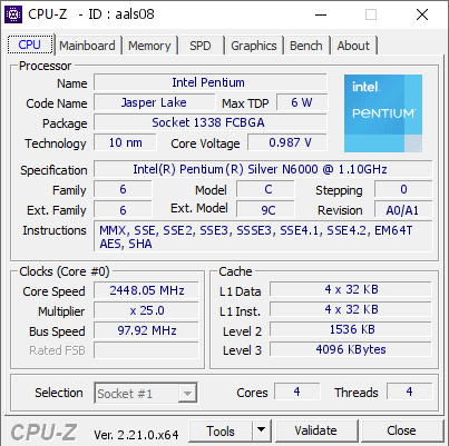 screenshot of CPU-Z validation for Dump [aals08] - Submitted by  ZOLTÁN  - 2026-08-29 19:42:20