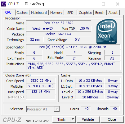 screenshot of CPU-Z validation for Dump [ac2xzq] - Submitted by  Anonymous  - 2017-06-30 16:48:24