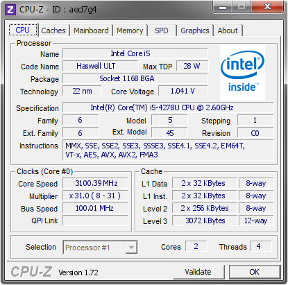 screenshot of CPU-Z validation for Dump [aed7g4] - Submitted by  55-PC  - 2015-07-27 02:07:18