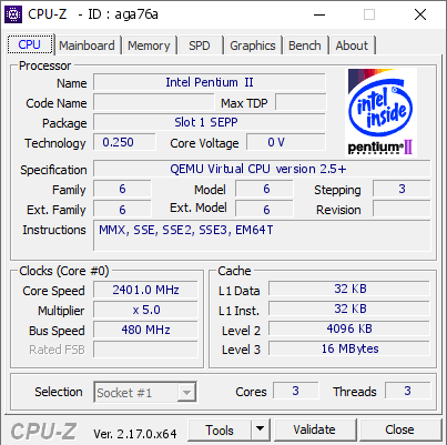 screenshot of CPU-Z validation for Dump [aga76a] - Submitted by  Anonymous  - 2025-10-17 01:46:49