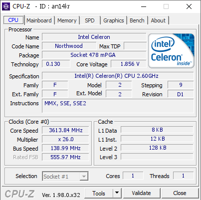 screenshot of CPU-Z validation for Dump [an14kr] - Submitted by  obijuan83  - 2024-10-05 23:19:49