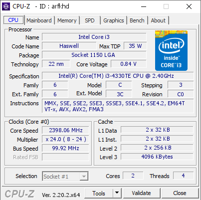 screenshot of CPU-Z validation for Dump [arfkhd] - Submitted by  DESKTOP-E38PUSD  - 2026-06-15 14:12:11