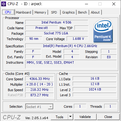 screenshot of CPU-Z validation for Dump [arpeck] - Submitted by  MykolayZack  - 2023-04-26 21:17:49
