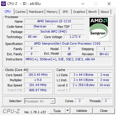 screenshot of CPU-Z validation for Dump [atc92u] - Submitted by  ABC  - 2017-04-14 15:31:49