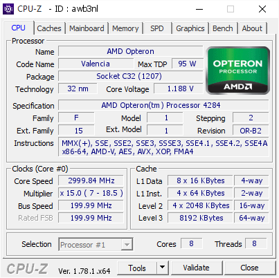 screenshot of CPU-Z validation for Dump [awb3nl] - Submitted by  Anonymous  - 2017-02-15 22:45:51