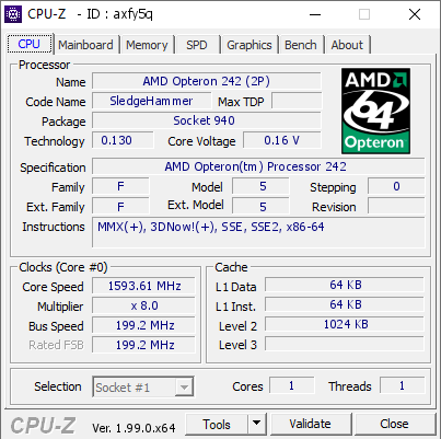 screenshot of CPU-Z validation for Dump [axfy5q] - Submitted by  xhoba  - 2022-02-01 17:30:46