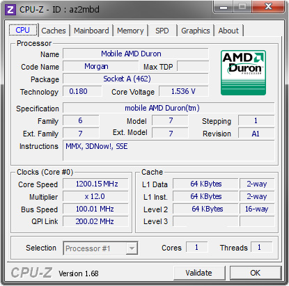 screenshot of CPU-Z validation for Dump [az2mbd] - Submitted by  El__Melendez  - 2014-03-13 17:03:58