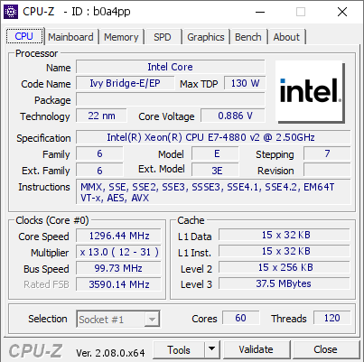 screenshot of CPU-Z validation for Dump [b0a4pp] - Submitted by  RXB  - 2024-01-03 17:22:18