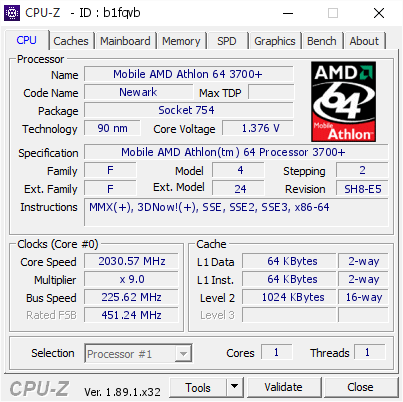 screenshot of CPU-Z validation for Dump [b1fqvb] - Submitted by    - 2019-08-02 02:01:57