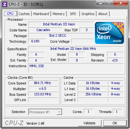 screenshot of CPU-Z validation for Dump [b2951j] - Submitted by  mrpaco  - 2014-02-18 03:02:07