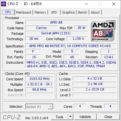 screenshot of CPU-Z validation for Dump [b4ff24] - Submitted by  DESKTOP-0HHIV4T  - 2023-01-05 05:38:15