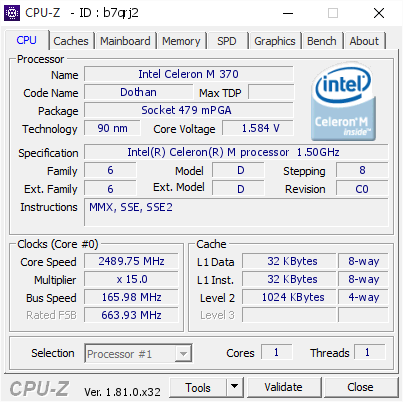 screenshot of CPU-Z validation for Dump [b7qrj2] - Submitted by  459  - 2017-10-27 18:17:22