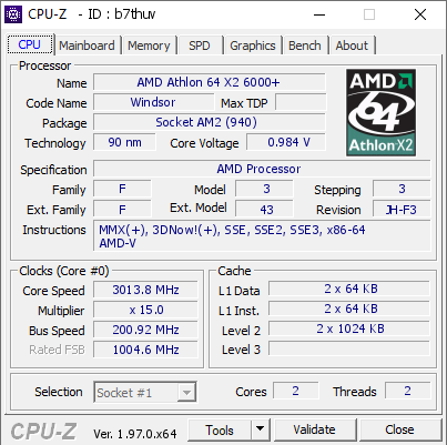 screenshot of CPU-Z validation for Dump [b7thuv] - Submitted by  WIN-5SCED6PTIKR  - 2021-10-13 01:35:45