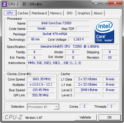 screenshot of CPU-Z validation for Dump [b8cube] - Submitted by  SAMSUNG-8B539C4  - 2013-12-27 01:12:47