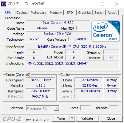 screenshot of CPU-Z validation for Dump [b9v3x8] - Submitted by  Kezu  - 2016-08-03 20:46:20