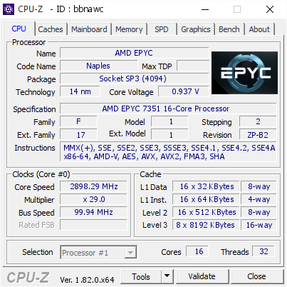 screenshot of CPU-Z validation for Dump [bbnawc] - Submitted by  WIN-0ULRKFUJJCM  - 2017-12-19 14:54:43