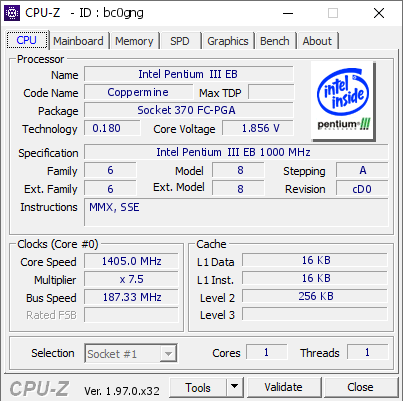 screenshot of CPU-Z validation for Dump [bc0gng] - Submitted by  old-retro-hw  - 2021-10-09 19:32:01