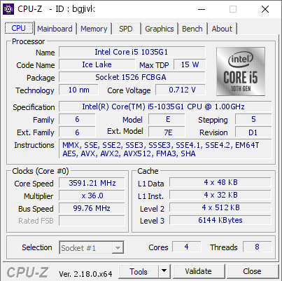 screenshot of CPU-Z validation for Dump [bgjivk] - Submitted by  NOTEBOOKGAMER  - 2026-02-17 06:27:32