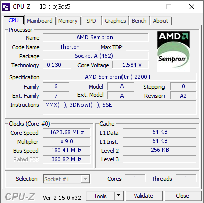 screenshot of CPU-Z validation for Dump [bj3qs5] - Submitted by    - 2026-03-07 22:06:37