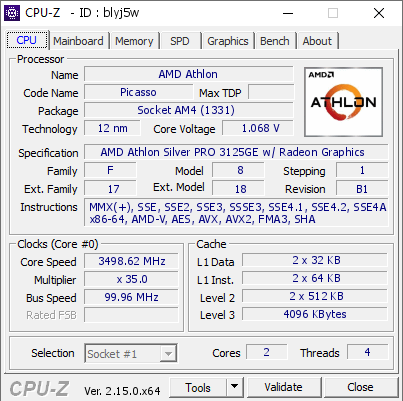 screenshot of CPU-Z validation for Dump [blyj5w] - Submitted by  DESKTOP-HP9GR23  - 2025-12-08 14:53:00