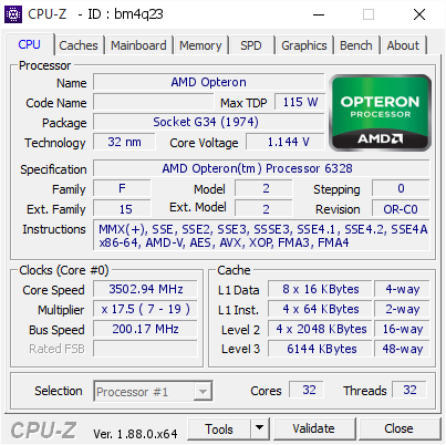 screenshot of CPU-Z validation for Dump [bm4q23] - Submitted by  THEMASTER  - 2019-06-14 13:27:34