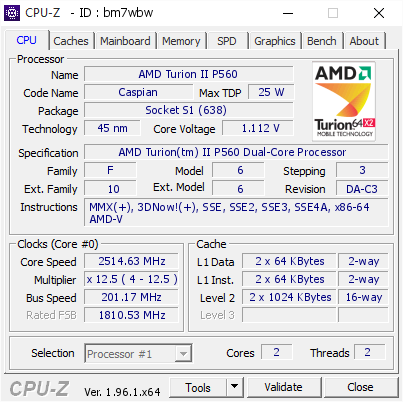 screenshot of CPU-Z validation for Dump [bm7wbw] - Submitted by  Anonymous  - 2021-07-23 21:14:55