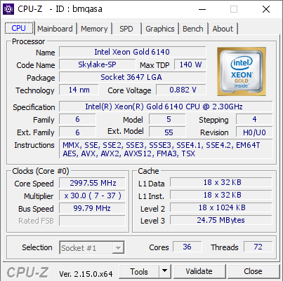 screenshot of CPU-Z validation for Dump [bmqasa] - Submitted by  Anonymous  - 2025-05-08 00:09:37