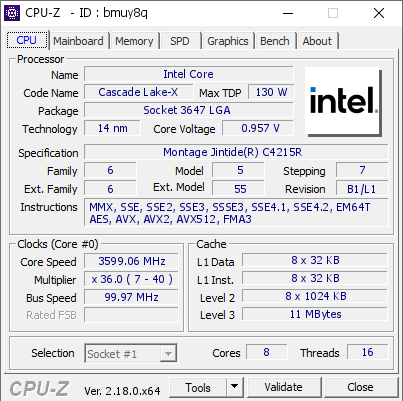 screenshot of CPU-Z validation for Dump [bmuy8q] - Submitted by  Anonymous  - 2026-01-17 15:09:27