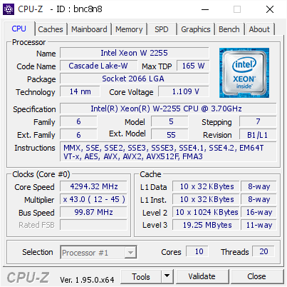 screenshot of CPU-Z validation for Dump [bnc8n8] - Submitted by  Anonymous  - 2021-02-01 14:16:27