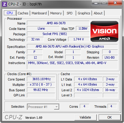 screenshot of CPU-Z validation for Dump [bppkhh] - Submitted by  MRPOPRE-PC  - 2014-07-08 11:07:26