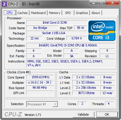 screenshot of CPU-Z validation for Dump [bqx1l8] - Submitted by  SENIORFARHAN  - 2014-12-01 10:12:38