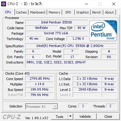 screenshot of CPU-Z validation for Dump [br3e7k] - Submitted by  ASPANDAKÖKBÖ-PC  - 2019-10-20 15:10:28