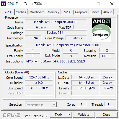 screenshot of CPU-Z validation for Dump [br700d] - Submitted by  ObscureParadox  - 2020-10-02 21:42:03