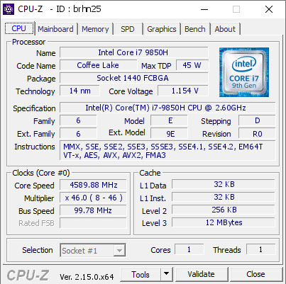 screenshot of CPU-Z validation for Dump [brhn25] - Submitted by  VICES  - 2025-04-16 18:58:51