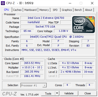screenshot of CPU-Z validation for Dump [bt991r] - Submitted by  DAN-PC  - 2016-11-16 03:27:35