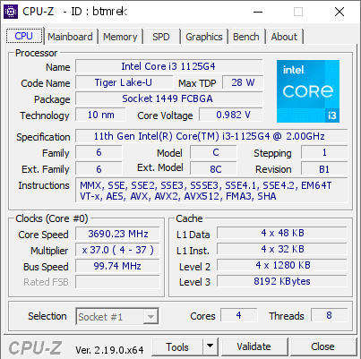 screenshot of CPU-Z validation for Dump [btmrek] - Submitted by  HP-PAVILION-15-EG0542TU  - 2026-05-03 16:29:49