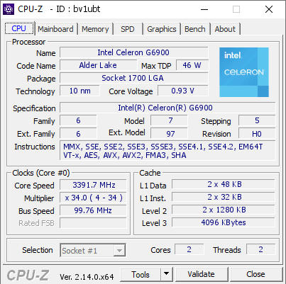 screenshot of CPU-Z validation for Dump [bv1ubt] - Submitted by  Anonymous  - 2025-02-10 06:13:15