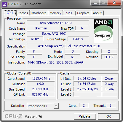 screenshot of CPU-Z validation for Dump [bvdgpt] - Submitted by  PC-PC  - 2014-10-01 13:10:07
