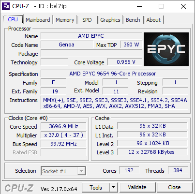 screenshot of CPU-Z validation for Dump [bvl7tp] - Submitted by  Parham Torabi  - 2025-10-27 21:48:36