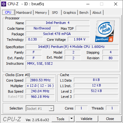 screenshot of CPU-Z validation for Dump [bxue5q] - Submitted by  Eviledeath  - 2025-10-30 04:25:44