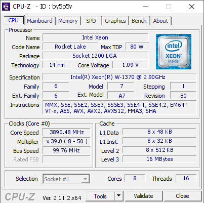 screenshot of CPU-Z validation for Dump [by5p5v] - Submitted by  H5VM-G1HSXP3  - 2024-10-25 14:05:20