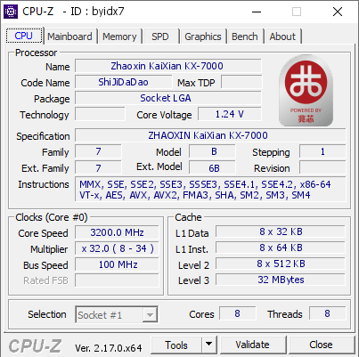 screenshot of CPU-Z validation for Dump [byidx7] - Submitted by  DESKTOP-T0VVNCO  - 2025-10-30 05:53:05