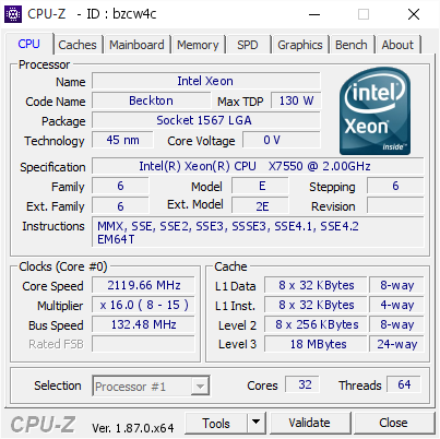 screenshot of CPU-Z validation for Dump [bzcw4c] - Submitted by  Anonymous  - 2018-11-21 04:24:55