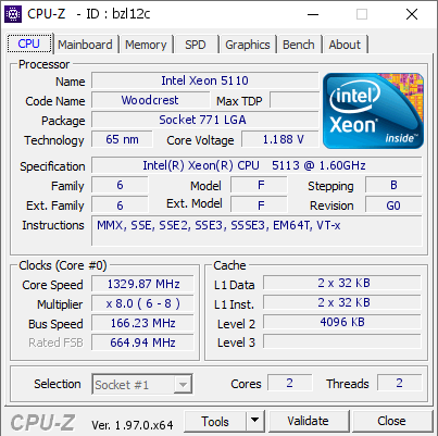 screenshot of CPU-Z validation for Dump [bzl12c] - Submitted by  xhoba  - 2021-09-21 19:07:32