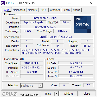 screenshot of CPU-Z validation for Dump [c0593h] - Submitted by  DESKTOP-T11OJNQ  - 2024-07-18 13:28:15
