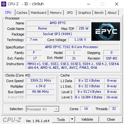 screenshot of CPU-Z validation for Dump [c0r9uh] - Submitted by  IAH-COMSOL  - 2021-05-21 13:38:20